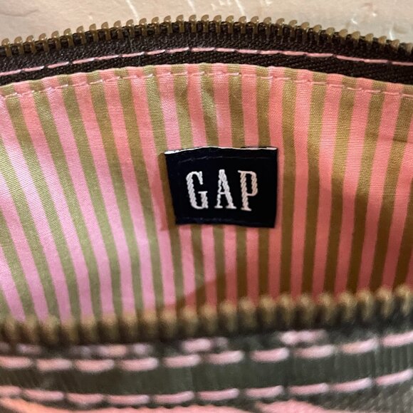 New Gap Canvas Pouch Wristlet Love Heart Pink Brown Tan Multi NWOT - Picture 8 of 8